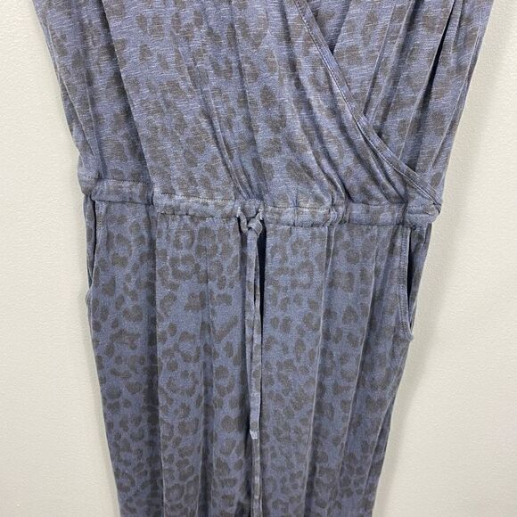 Sundry Navy Sleeveless Leopard Wrap Jumpsuit Romper - Picture 4 of 8